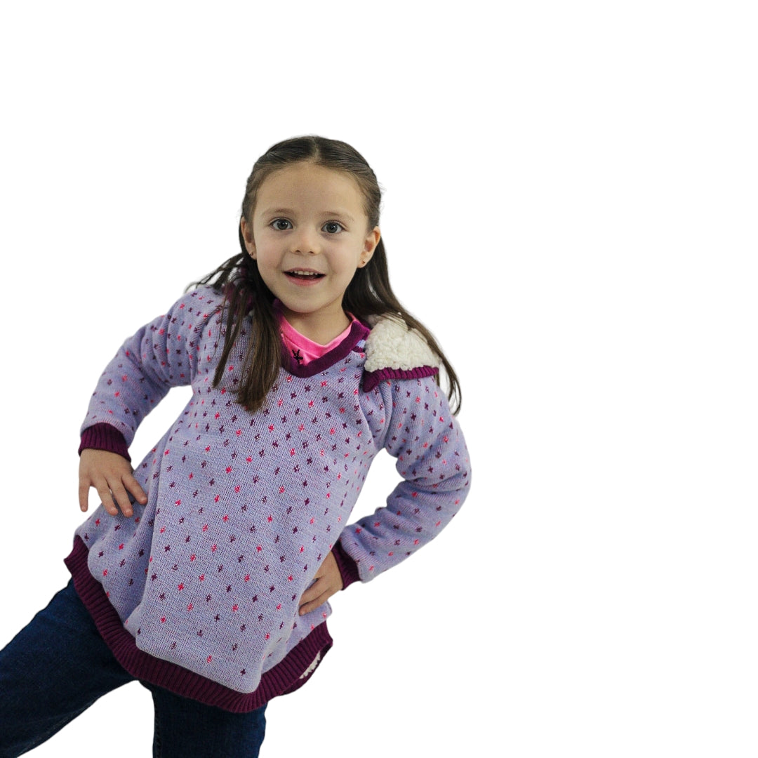 3-006 PONCHO LILA  ESTRELLAS.