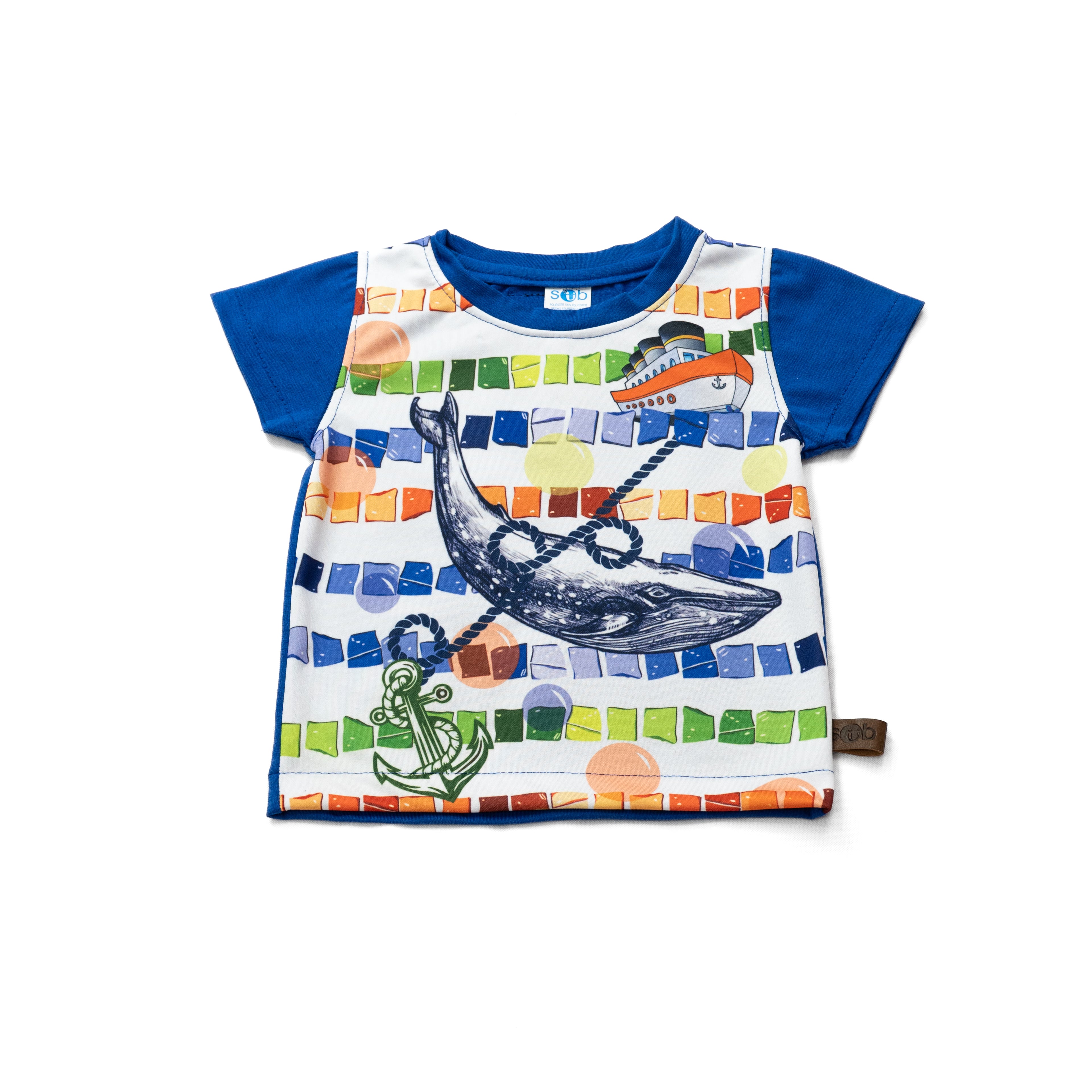 2-228 PLAYERA BALLENA  CON MANGA AZUL